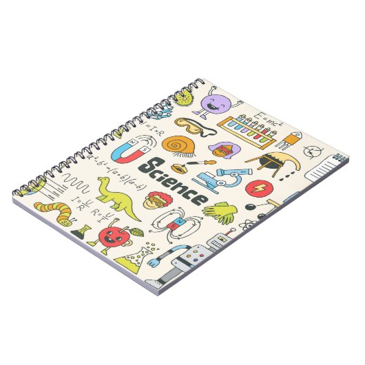 Wetenschap Doodles: Handgetekende schoolset. Notitieboek (Linkerzijde)