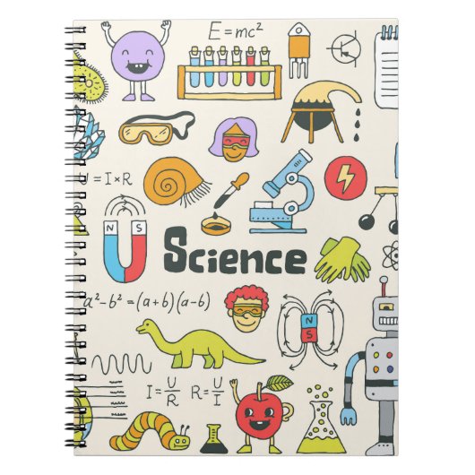 Wetenschap Doodles: Handgetekende schoolset. Notitieboek (Voorkant)