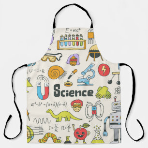 Wetenschap Doodles: Handgetekende schoolset. Schort