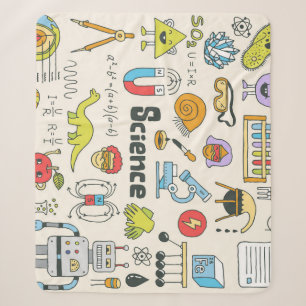 Wetenschap Doodles: Handgetekende schoolset. Sherpa Deken