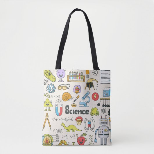 Wetenschap Doodles: Handgetekende schoolset. Tote Bag (Voorkant)