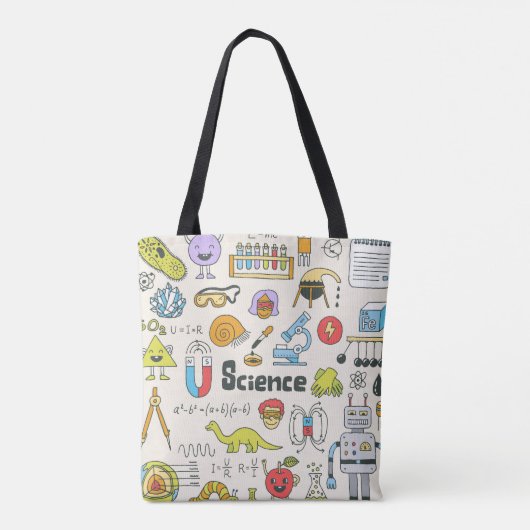 Wetenschap Doodles: Handgetekende schoolset. Tote Bag (Achterkant)