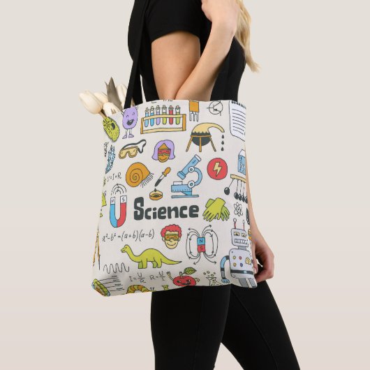 Wetenschap Doodles: Handgetekende schoolset. Tote Bag (Dichtbij)