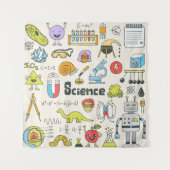 Wetenschap Doodles: Handgetekende schoolset. Wandkleed (Voorkant)