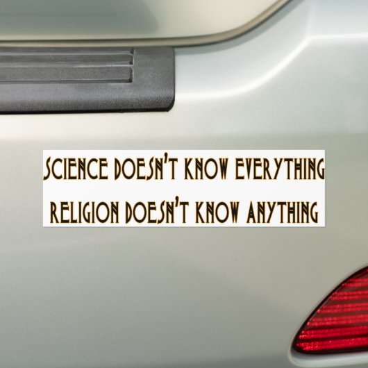 wetenschap en godsdienst bumpersticker (Op auto)