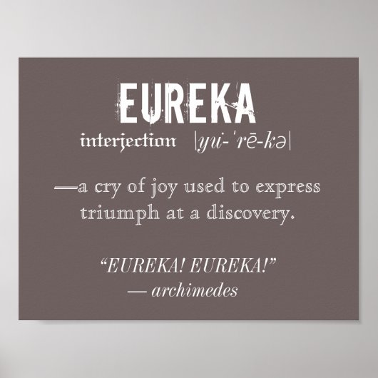 Wetenschap Eureka Definition Archimedes Poster (Voorkant)