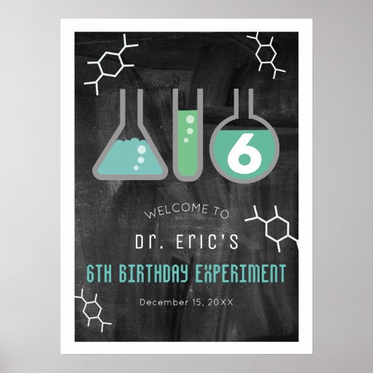 Wetenschap Experiment Chalkboard GR Verjaardag Wel Poster (Voorkant)