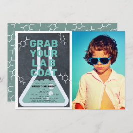 Wetenschap Experiment Flask Krijtbord Foto Verjaar Kaart