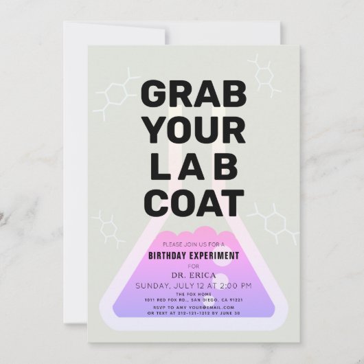 Wetenschap Experiment Fles Neon Roze Meisje Verjaa Kaart (Voorkant)