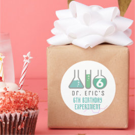 Wetenschap Experiment Groene Jongen Verjaardag Ronde Sticker