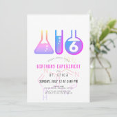 Wetenschap Experiment Neon Roze Adenine Meisje Ver Kaart (Staand voorkant)