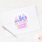 Wetenschap Experiment Neon Roze Meisje Verjaardag Ronde Sticker (Envelop)