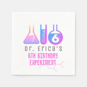 Wetenschap Experiment Neon Roze Meisje Verjaardag Servet (Voorkant)