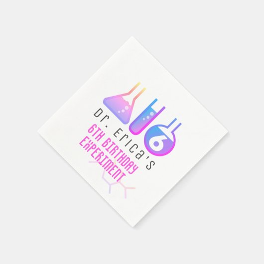 Wetenschap Experiment Neon Roze Meisje Verjaardag Servet (Hoek)
