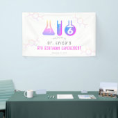 Wetenschap Experiment Neon Roze Meisje Verjaardag  Spandoek (Beurs)