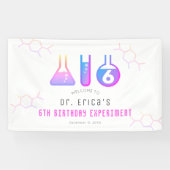 Wetenschap Experiment Neon Roze Meisje Verjaardag  Spandoek (Horizontaal)