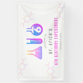 Wetenschap Experiment Neon Roze Meisje Verjaardag  Spandoek (Verticaal)