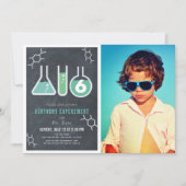 Wetenschap Experiment Zwart Krijtbord Foto Verjaar Kaart (Voorkant)