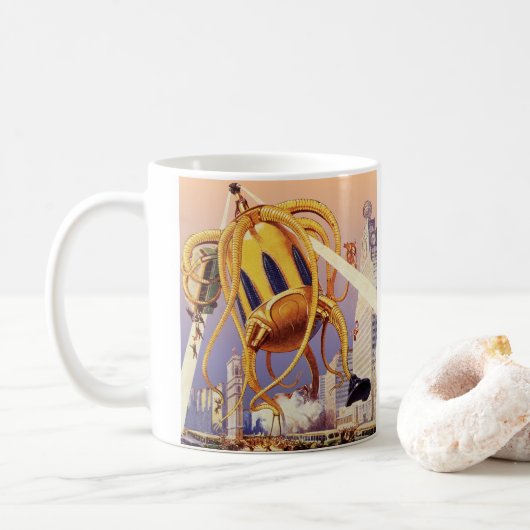 wetenschap Fiction Alien War Invasion Octopus Koffiemok (Met donut)