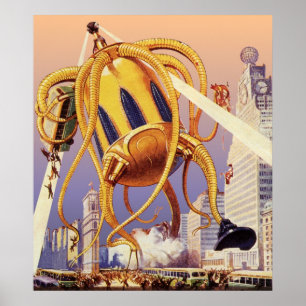  wetenschap Fiction Alien War Invasion Octopus Poster