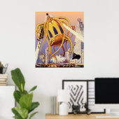 wetenschap Fiction Alien War Invasion Octopus Poster (Thuiskantoor)