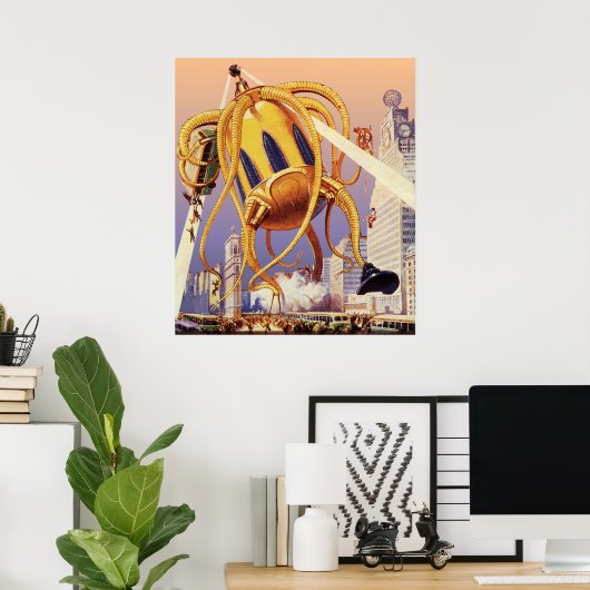  wetenschap Fiction Alien War Invasion Octopus Poster (Thuiskantoor)