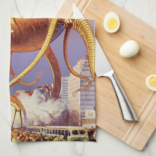  wetenschap Fiction Alien War Invasion Octopus Theedoek (Quarter Fold)