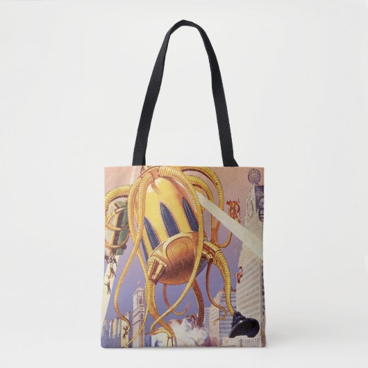 wetenschap Fiction Alien War Invasion Octopus Tote Bag (Voorkant)