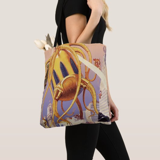  wetenschap Fiction Alien War Invasion Octopus Tote Bag (Dichtbij)