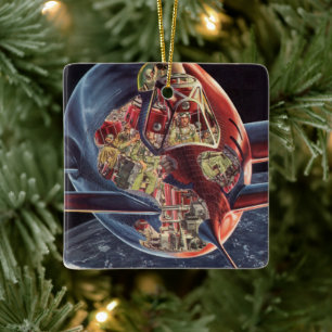 wetenschap Fiction Astronaut Rocket Spaceship Keramisch Ornament