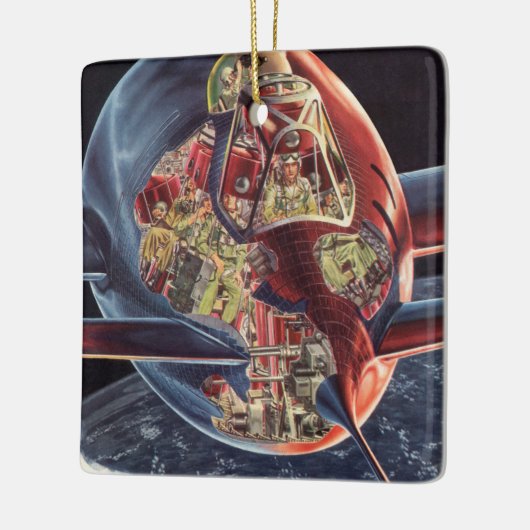  wetenschap Fiction Astronaut Rocket Spaceship Keramisch Ornament (Links)