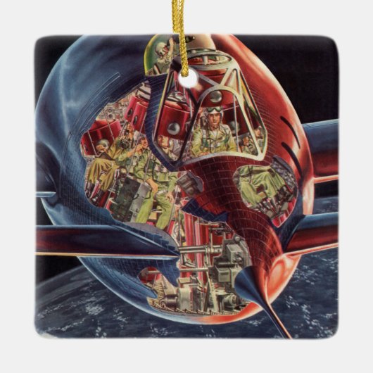 wetenschap Fiction Astronaut Rocket Spaceship Keramisch Ornament (Voorkant)