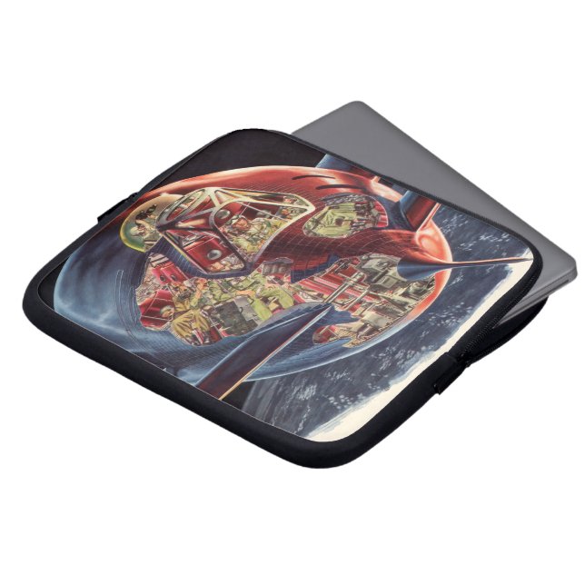  wetenschap Fiction Astronaut Rocket Spaceship Laptop Sleeve (Voorkant top)