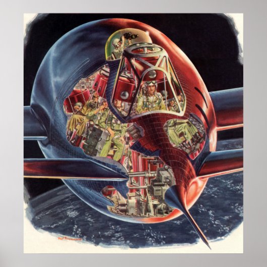  wetenschap Fiction Astronaut Rocket Spaceship Poster (Voorkant)