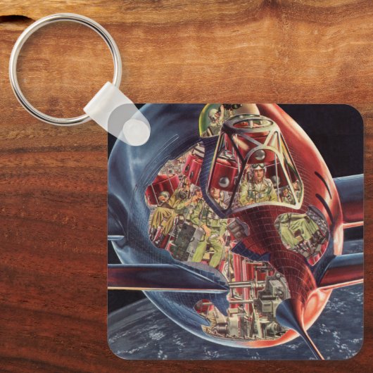 wetenschap Fiction Astronaut Rocket Spaceship Sleutelhanger (Voorkant)