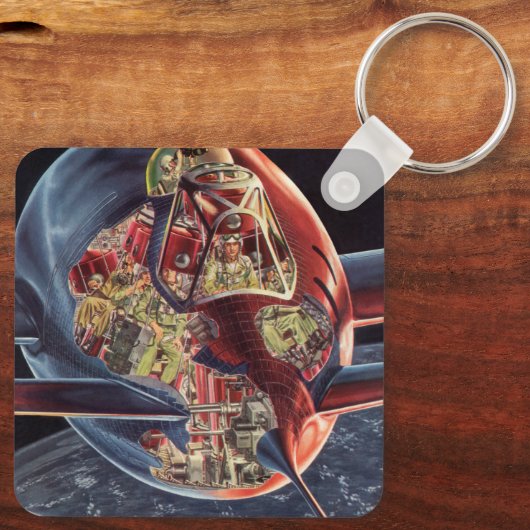 wetenschap Fiction Astronaut Rocket Spaceship Sleutelhanger (Achterkant)