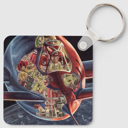 wetenschap Fiction Astronaut Rocket Spaceship Sleutelhanger (Achterkant)