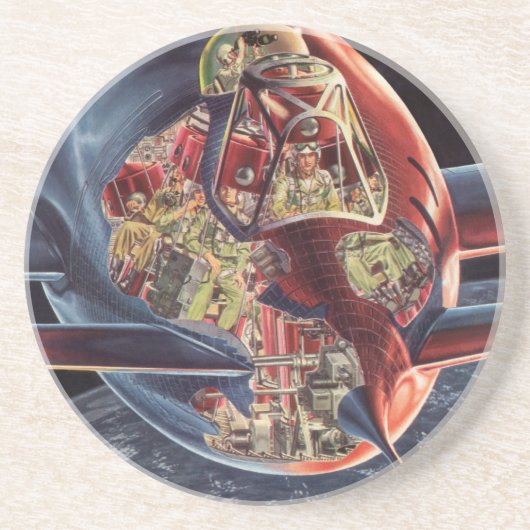 wetenschap Fiction Astronaut Rocket Spaceship Zandsteen Onderzetter (Voorkant)