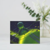  wetenschap Fiction Green Planet w Spaceship Briefkaart (Staand voorkant)