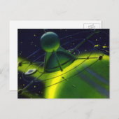  wetenschap Fiction Green Planet w Spaceship Briefkaart (Voorkant / Achterkant)