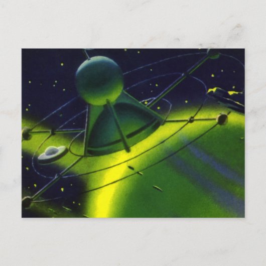  wetenschap Fiction Green Planet w Spaceship Briefkaart (Voorkant)