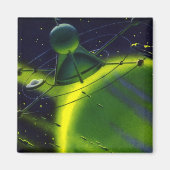 wetenschap Fiction Green Planet w Spaceship Magneet (Voorkant)