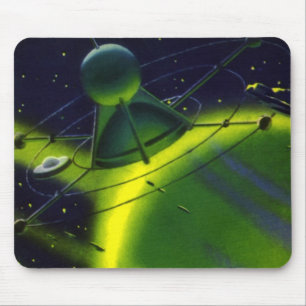 wetenschap Fiction Green Planet w Spaceship Muismat