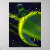 wetenschap Fiction Green Planet w Spaceship Poster (Voorkant)