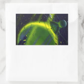 wetenschap Fiction Green Planet w Spaceship Rechthoekige Sticker (Tas)