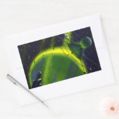 wetenschap Fiction Green Planet w Spaceship Rechthoekige Sticker (Envelop)