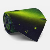 wetenschap Fiction Green Planet w Spaceship Stropdas (Opgerold)