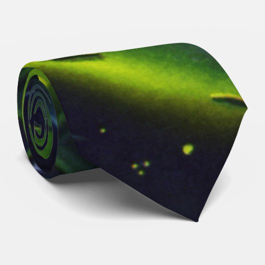 wetenschap Fiction Green Planet w Spaceship Stropdas (Opgerold)