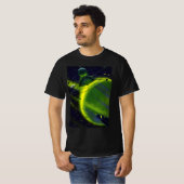 wetenschap Fiction Green Planet w Spaceship T-shirt (Voorkant volledig)