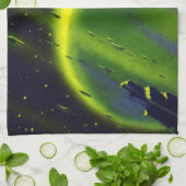  wetenschap Fiction Green Planet w Spaceship Theedoek (Gevouwen)